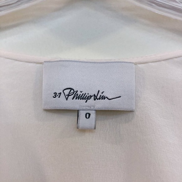 3.1 Phillip Lim 100% Silk Cream Side Tie Sash V Neck Cold Shoulder Crop Blouse - Picture 5 of 8